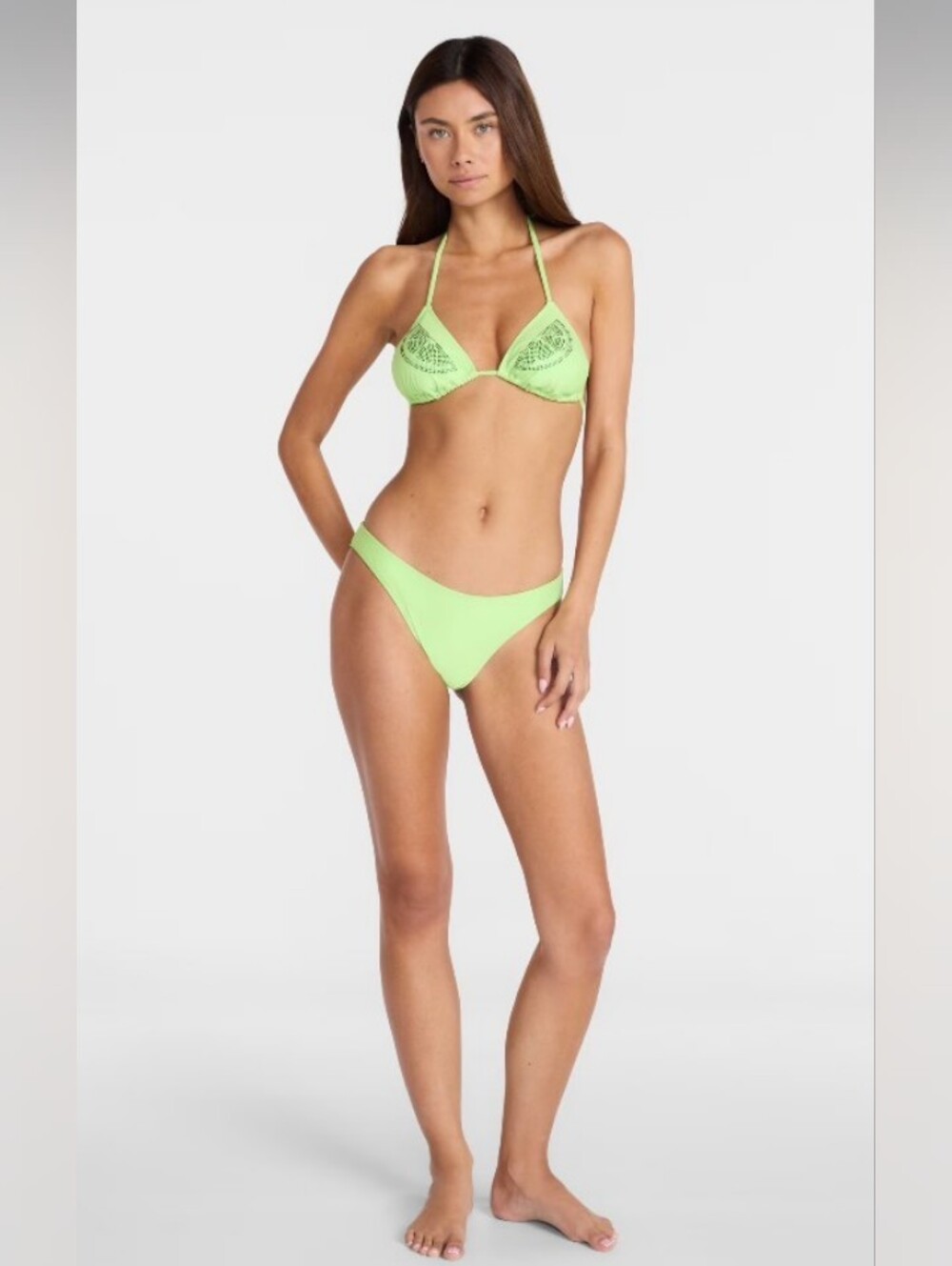Lime Green Rhinestone Low Rise Bikini Set - Picture 16 of 16